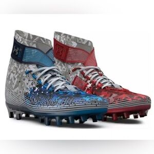 UA Highlight MC LE USA Red White & Blue Football Cleats, Size 10.5 NEW
